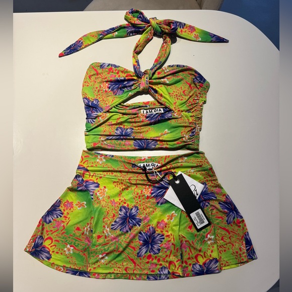 I.AM.GIA Tops - I.AM.GIA Green and Purple Floral Set
